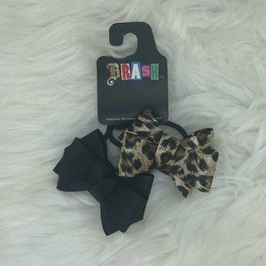 NEW Brash Black and Cheetah Print Bow Hair Elastics